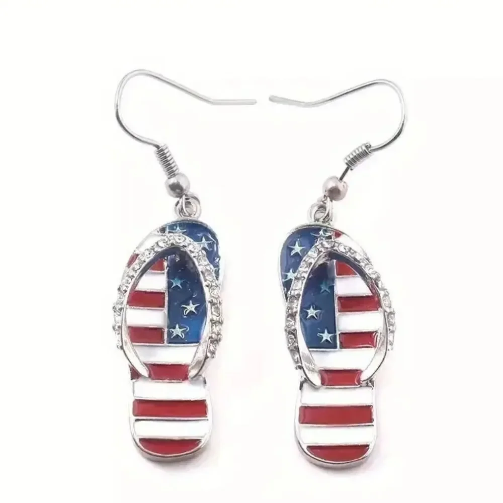 Dazzling 4th of July Slipper Earrings - Sparkling & Long-Lasting Metal Earrings